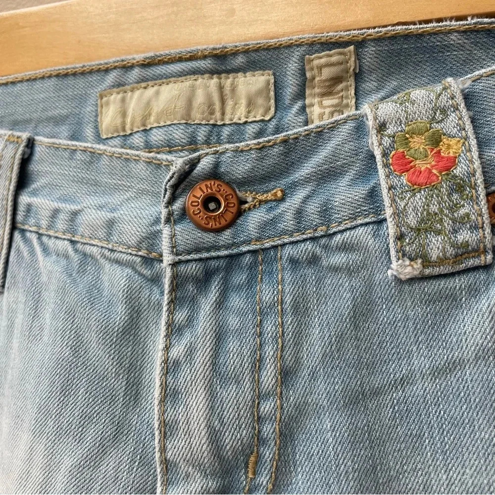 Colin’s Embroidered Floral Distressed Light Wash Lindsay Jeans Size 00 - Picture 4 of 9